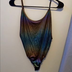 Metallic rainbow bodysuit